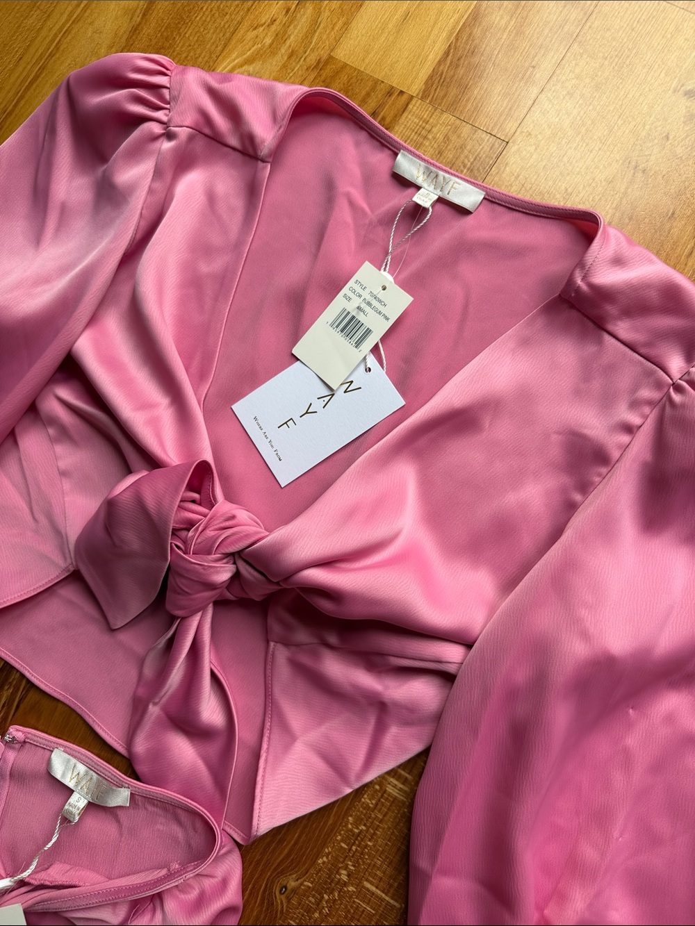 Wayf Bubblegum Pink Satin Two-Piece Set - Picture 3 of 4